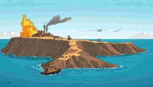 Historical oil tanker loading at Kharg Island terminal with pipeline infrastructure visible in the background.